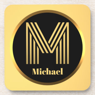 Posavasos Letra oro monogramada personalizada M