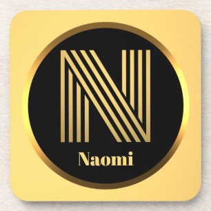 Posavasos Letra oro monogramada personalizada N