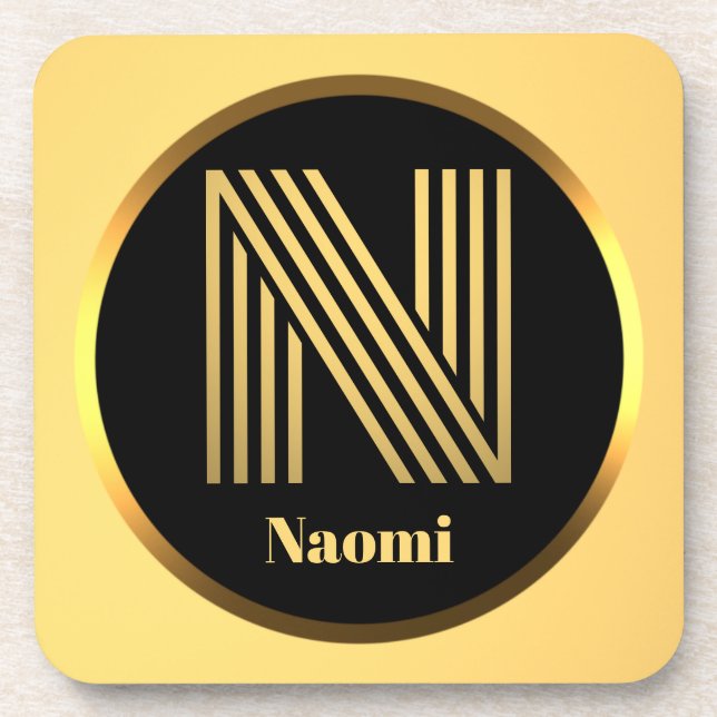 Posavasos Letra oro monogramada personalizada N (Frente)
