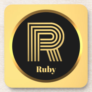 Posavasos Letra oro monogramada personalizada R