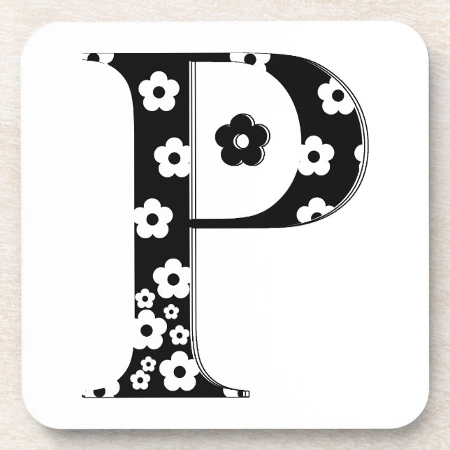 Posavasos Letra P del patrón de flor (Frente)