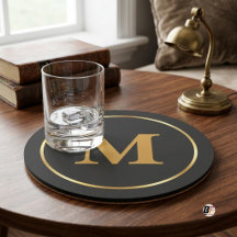 Letra personalizada elegante monograma carbón oro