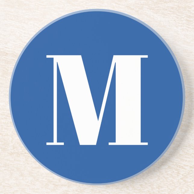 Posavasos Letra profunda azul inicial monograma moderno esti (Frente)