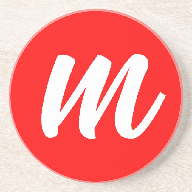 Posavasos Letra roja blanca caligráfica monográfica carta in (Frente)