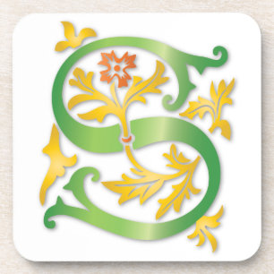 Posavasos Letra S Monograma Fleur de lis