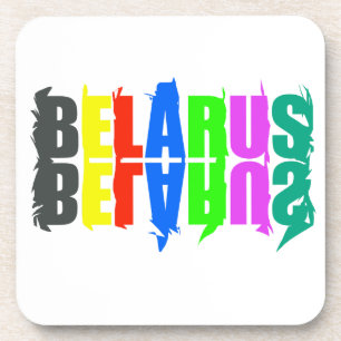 Posavasos Letras Felices Coloridas de Bielorrusia