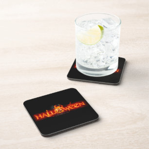 Posavasos Letras ígneas masivas de SlipperyJoe's Halloween c