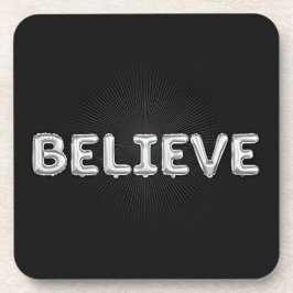 Posavasos Letras infladas de plata negra creen juego de mont