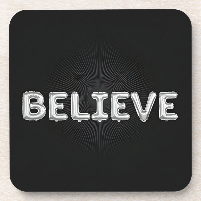 Posavasos Letras infladas de plata negra creen juego de mont (Frente)