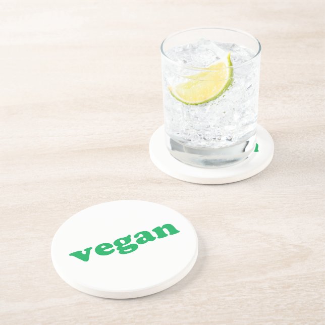 Posavasos letras verdes "veganas", blancas (Lado)