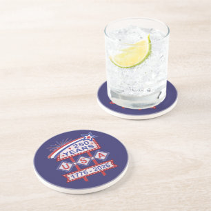 Posavasos Letrero de marquesina del 250 aniversario Retro US