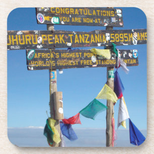 Posavasos Letrero en la cima del Kilimanjaro Kenia
