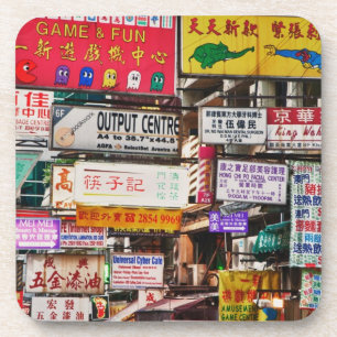 Posavasos Letreros de neón en las calles de Hong Kong