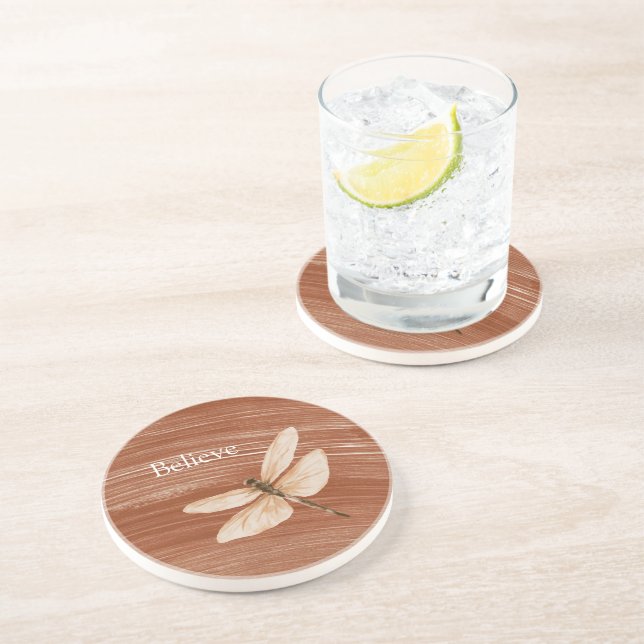 Posavasos Libélula Crema Marrón (Lado)