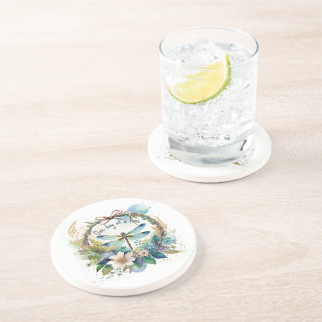 Posavasos Libélula floral Un día a la vez (Lado)