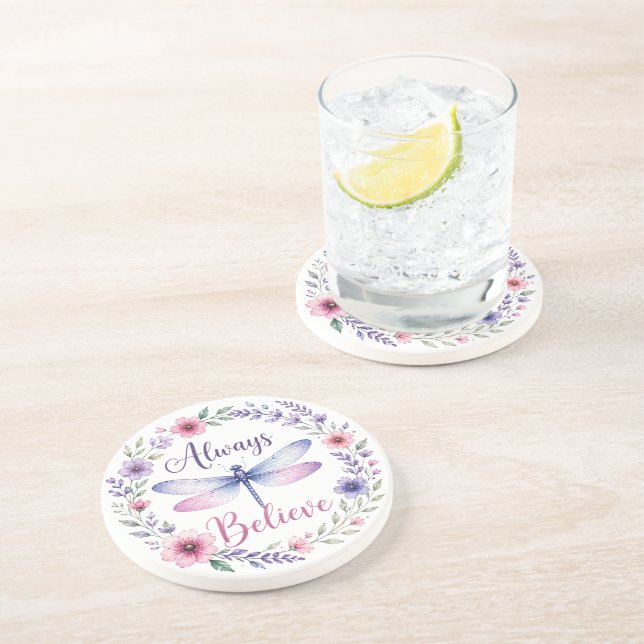 Posavasos Libélula Inspiradora/Siempre Cree (Lado)