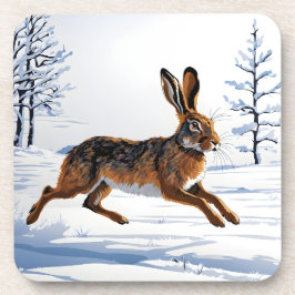 Posavasos Libertad de liebre sin límites en nieve
