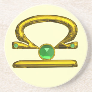 Posavasos LIBRA ZODIAC CUMPLEAÑOS JEWEL Emerald, Gold y Cre