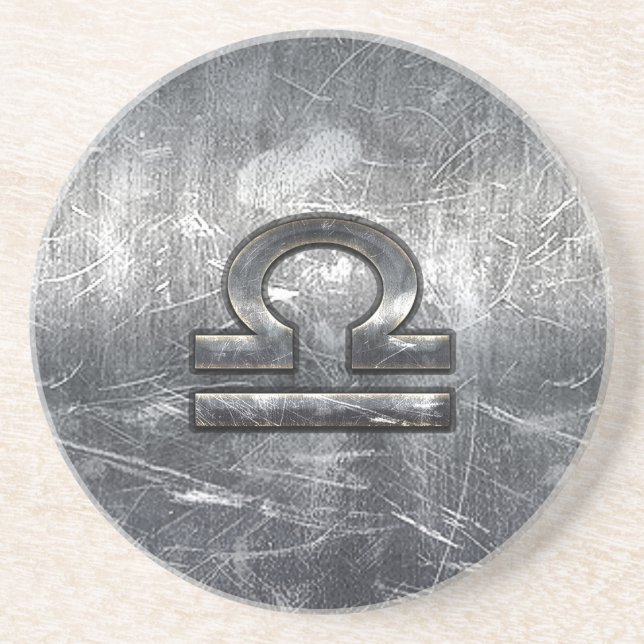 Posavasos Libra Zodiac Symbol Distressed Industrial Steel (Frente)