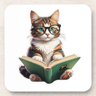 Posavasos Libro de lectura de gatos