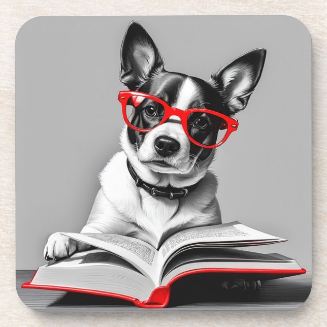 Posavasos Libro de lectura de perros (Frente)