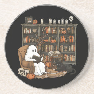 Posavasos Libros de lectura de fantasmas retro, bibliotecari