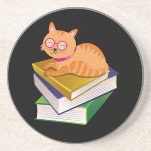 Posavasos Libros - Regalo de los libros y gatos