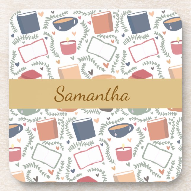 Posavasos Libros, Velas Y Té (Frente)