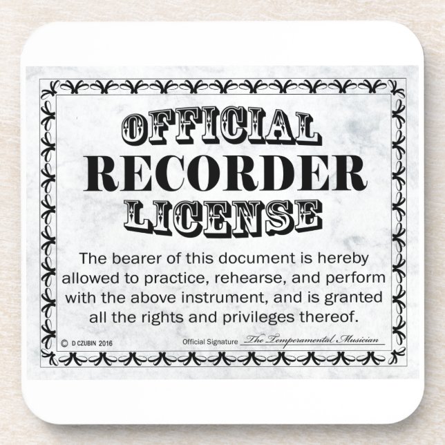 Posavasos Licencia de grabador (Frente)