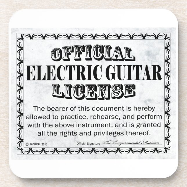 Posavasos Licencia de guitarra eléctrica (Frente)