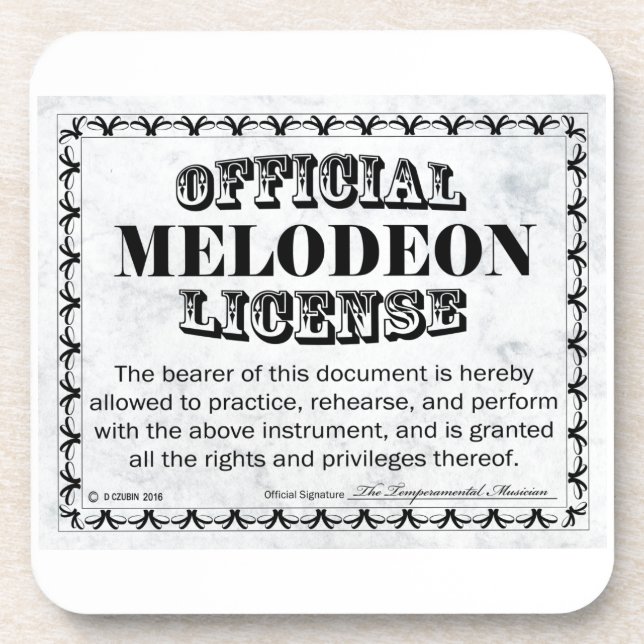 Posavasos Licencia de Melodeon (Frente)