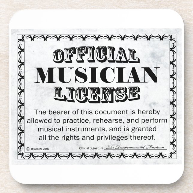 Posavasos Licencia de músico (Frente)