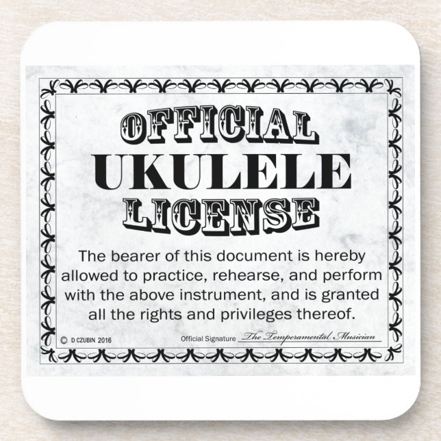 Posavasos Licencia de Ukulele (Frente)