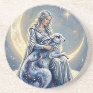 Posavasos Liebre Luna Diosa Galaxia Celestial Arte Fantástic