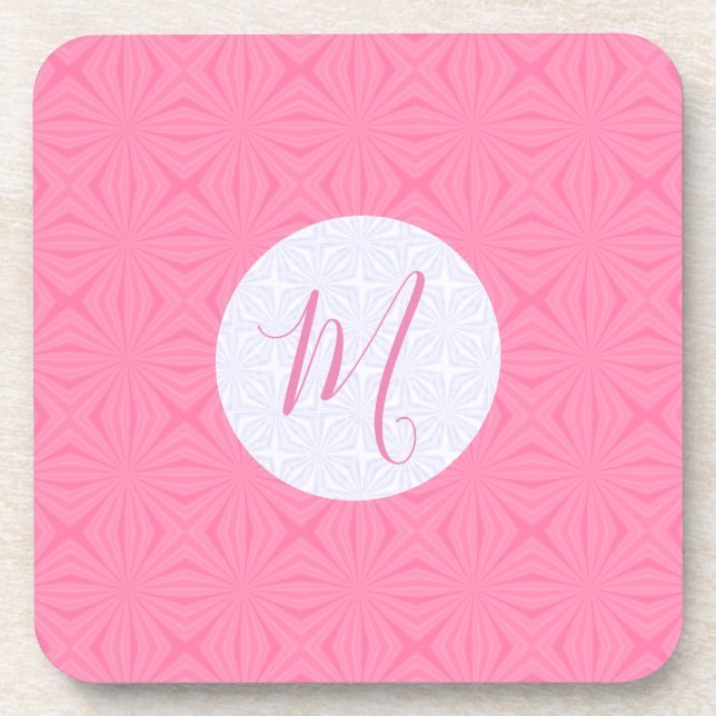 Posavasos Light Pink Squiggly Squares Personalized Initial  (Frente)