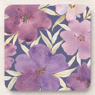 Posavasos Lilacs sobre fondo violeta acuarela