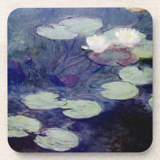Posavasos Lilies de agua rosada: 1897-99 de Monet (Frente)