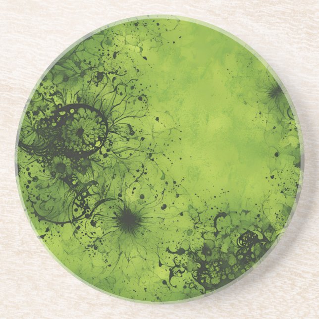 Posavasos Lima Verde Grunge con acentos negros (Frente)