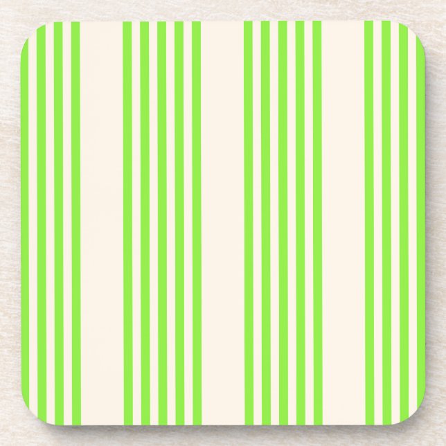 Posavasos Lime green and beige five stripes pattern (Frente)