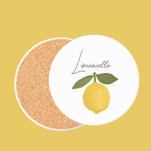 Posavasos Limón Amarillo con Hojas Verdes   Cítrico Fresco 