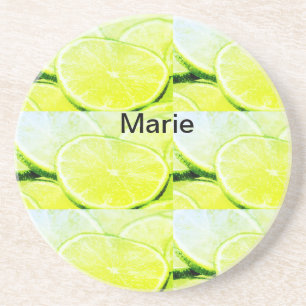 Posavasos Limón verde amarillo simple agregar nombre persona