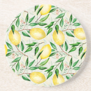 Posavasos Limones acuarelas, patrón de fruta sin costura.