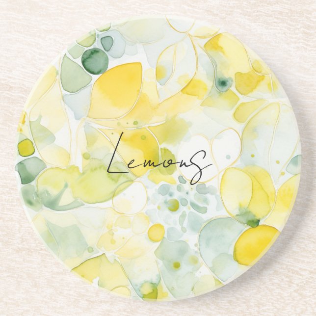 Posavasos Limones Amarillos Abstracto (Frente)