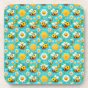 Posavasos 🐝 Lindas Abejas de Miel Margaritas Encanto Floral