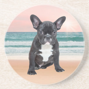 Posavasos Lindo Bulldog Francés Playa Sol Agua