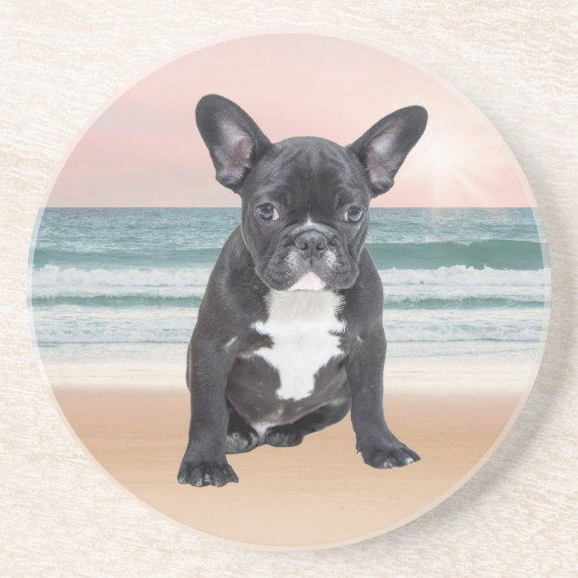 Posavasos Lindo Bulldog Francés Playa Sol Agua (Frente)
