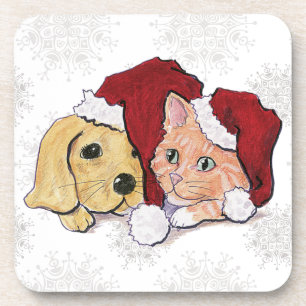 Posavasos Lindo cachorro labrador de Navidad y atigrado nara