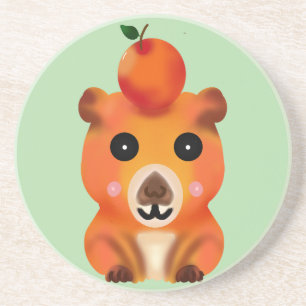 Posavasos Lindo Capybara Difuso con Naranja   Ar Animal Kawa