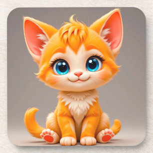 Posavasos Lindo gatito naranja de dibujos animados