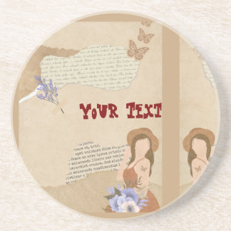 Posavasos Lindo gris, flor, mariposa y texto